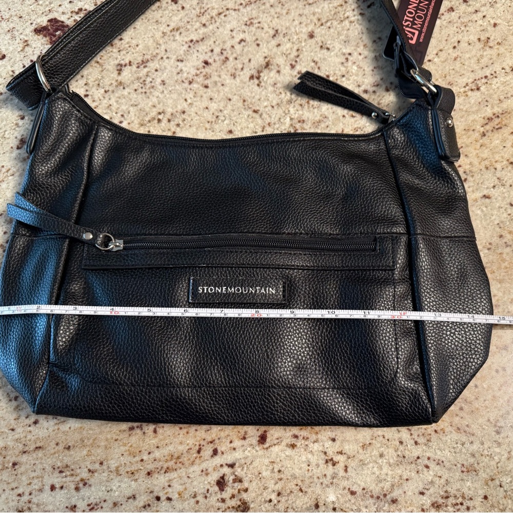 Stone Mountain Accessories Black Leather Shoulder Bag New with Tag - Picture 3 of 6